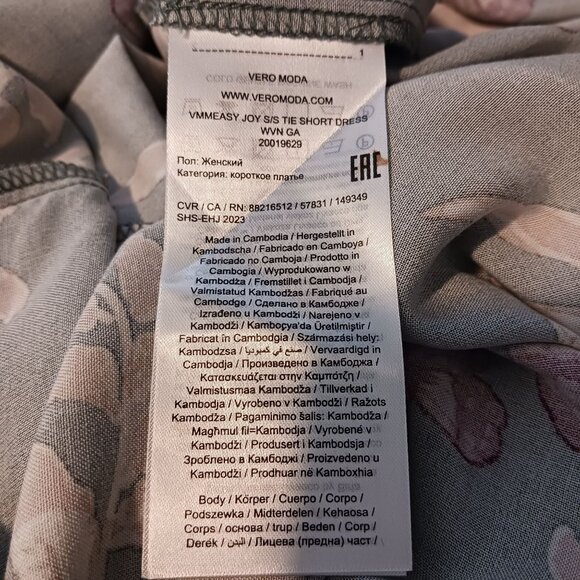 NEW Vero‎ Moda Maternity Easy Joy Tie Short Dress Sage Green Floral XS - Picture 6 of 12